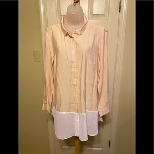 NWOT Styled by Joe Zee - Woman’s blush & white tunic w/long sleeves, Size: M